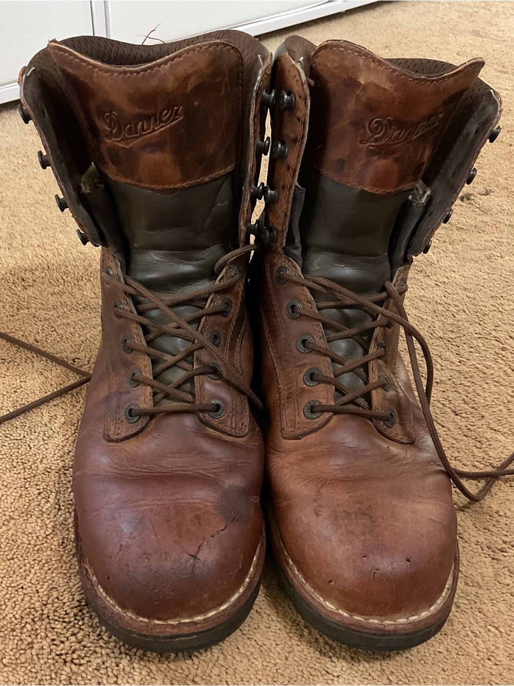 Dingo Men's Brown Leather Lace-Up Work Boots Size 10